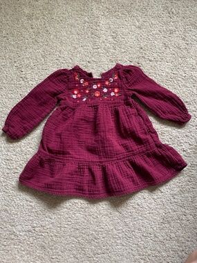 Embroidered cotton gauze toddler dress